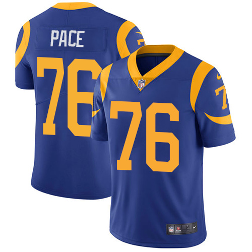 Nike Rams #76 Orlando Pace Royal Blue Alternate Men's Stitched NFL Vapor Untouchable Limited Jersey - Click Image to Close